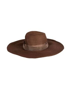 Brunello Cucinelli Chocolate Brown Wide-Brim Straw Hat with Ribbon